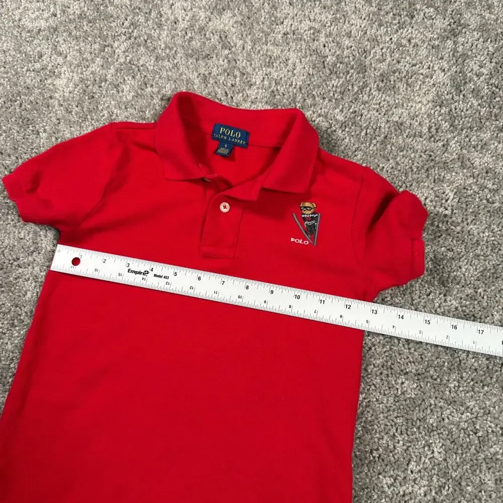 Polo Ralph Lauren Ski Bear Long Sleeve Polo Shirt Red Toddler 5